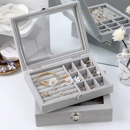 Jewelry Display Box Tray Holder Storage Box Organizer Earrings Bracelet Showcase
