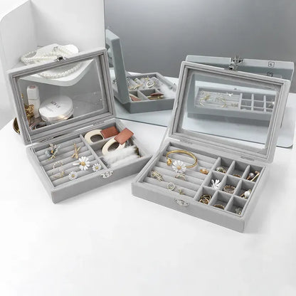 Jewelry Display Box Tray Holder Storage Box Organizer Earrings Bracelet Showcase